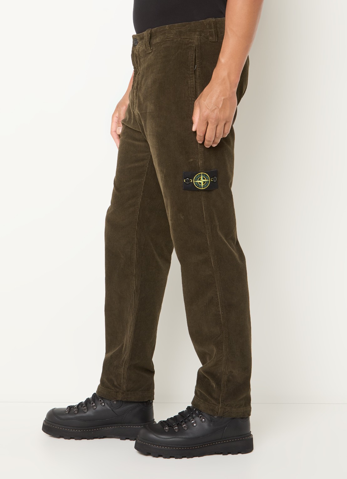 Stone Island S0212 straight fit broek van corduroy - detail 2 donkerbruin