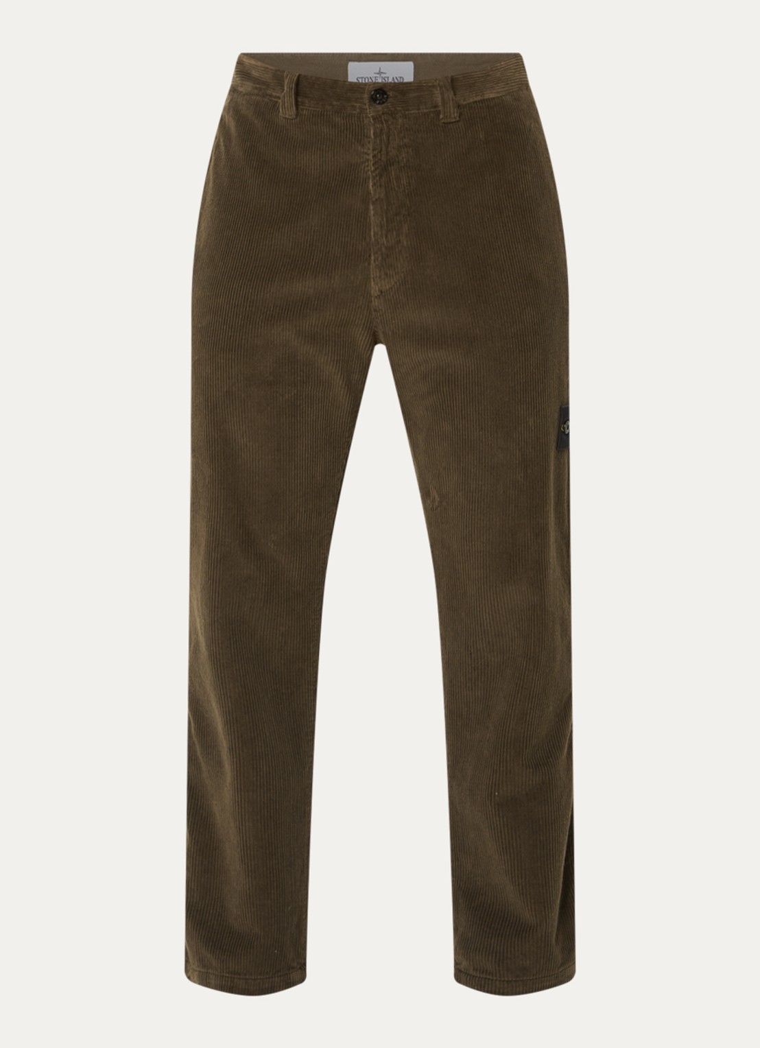 Stone Island S0212 straight fit broek van corduroy - voorkant 5 donkerbruin
