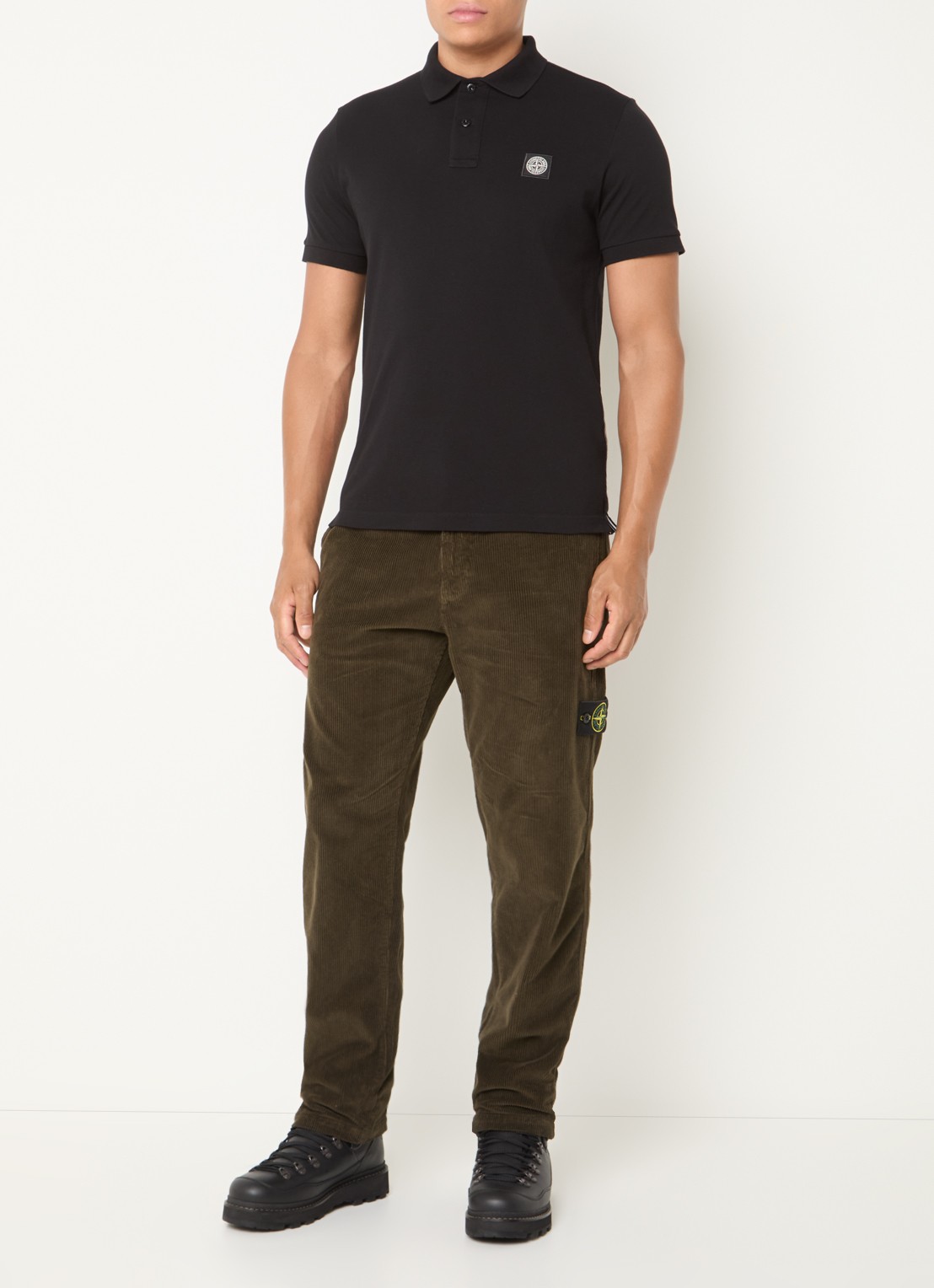Stone Island S0212 straight fit broek van corduroy - voorkant 6 donkerbruin