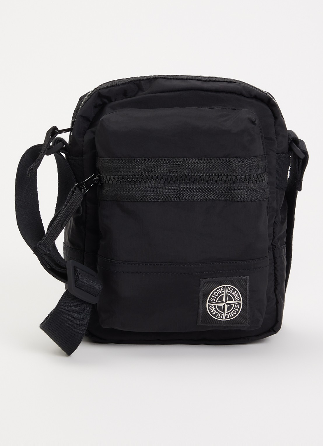 Stone Island S0251 crossbodytas met logo en verstelbare schouderriem - voorkant 5 zwart