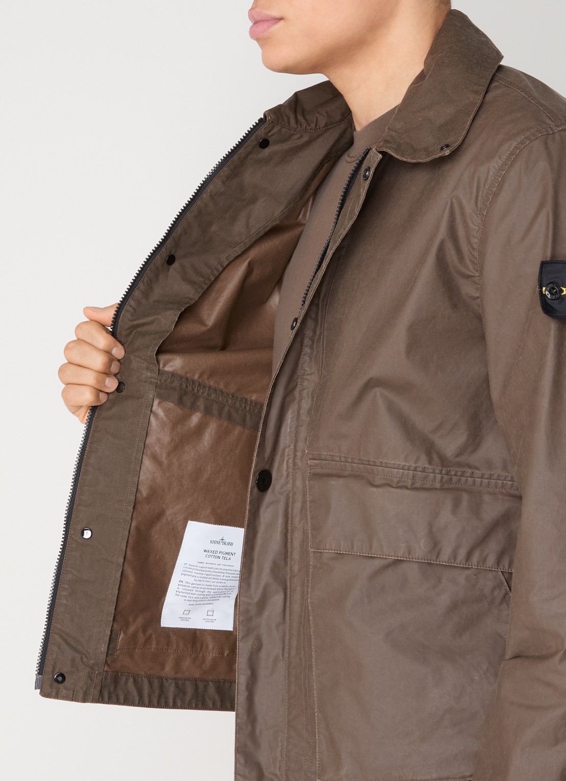 Stone Island S0290 Jack met klepzakken en logo - detail 5 donkerbruin