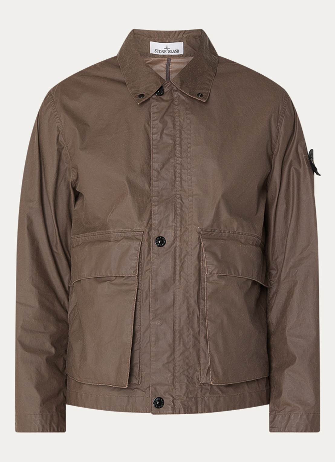 Stone Island S0290 Jack met klepzakken en logo - voorkant 2 donkerbruin