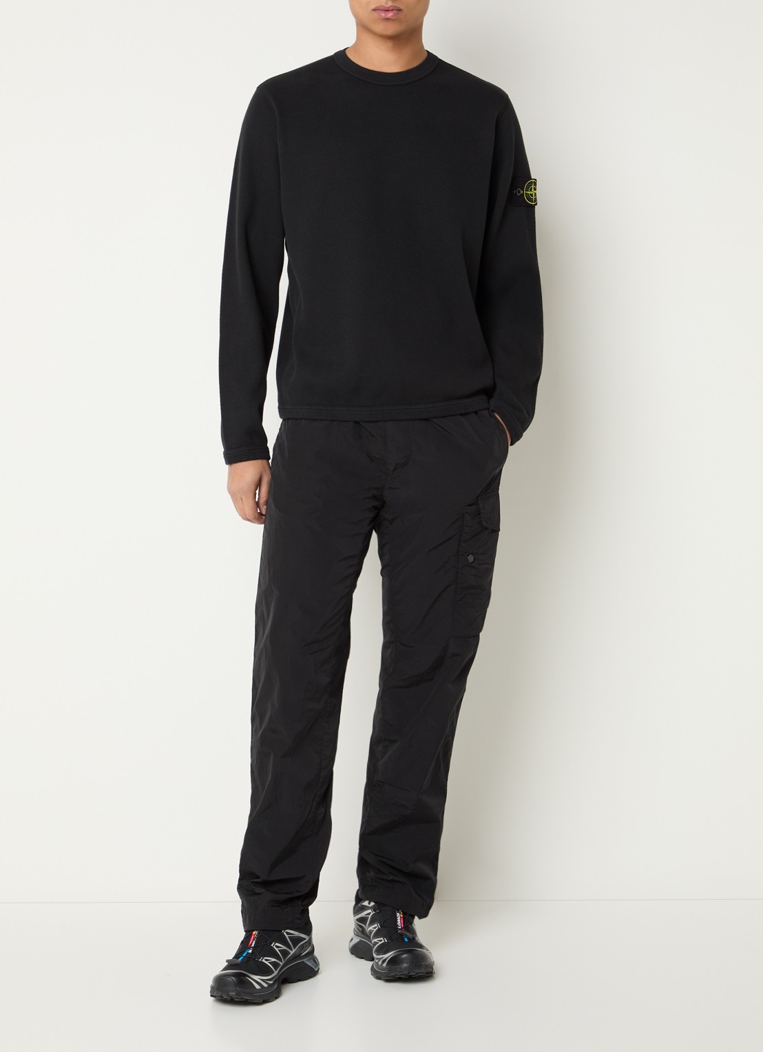 Stone Island S0297 sweater met logo - voorkant 3 zwart