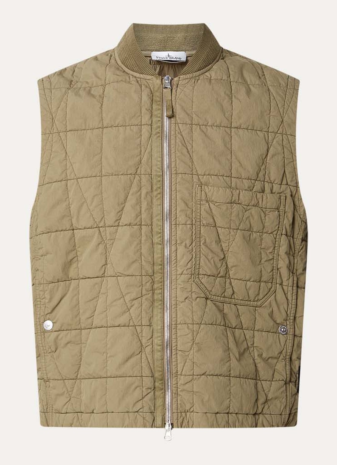 Stone Island S0300 bodywarmer met quilt patroon en steekzakken - voorkant 4 mosgroen