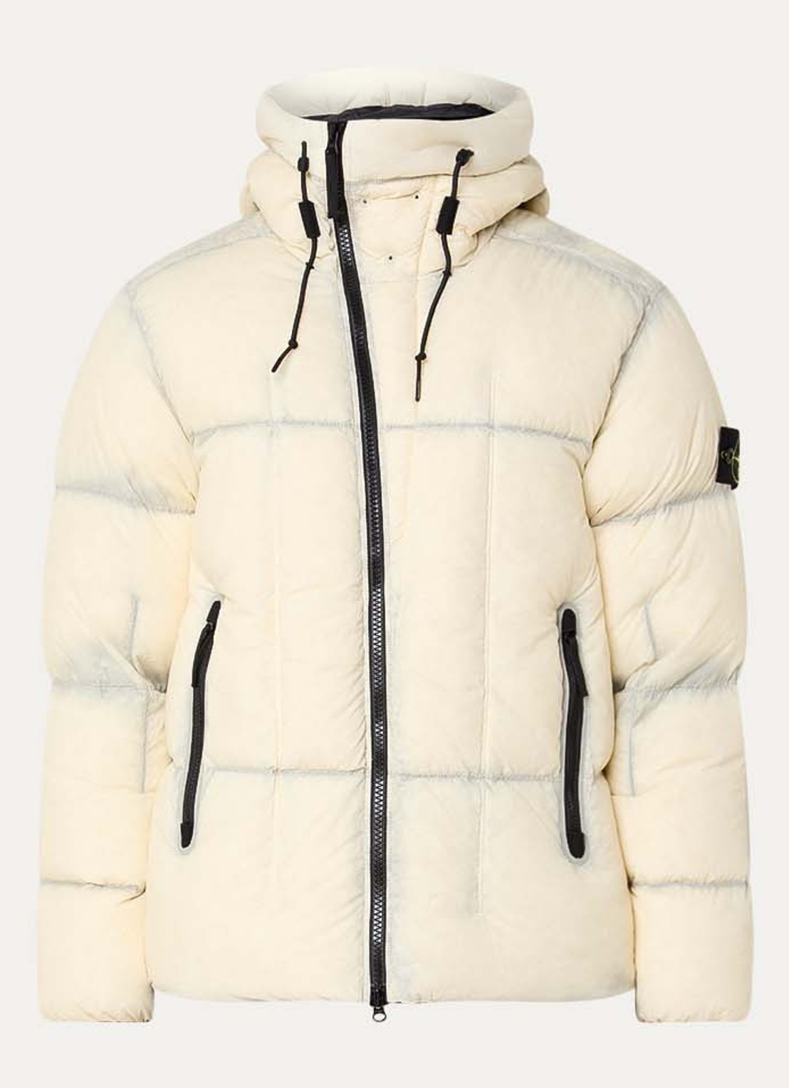 Stone Island S0302 puffer jack met donsvulling en capuchon - voorkant 5 gebroken wit