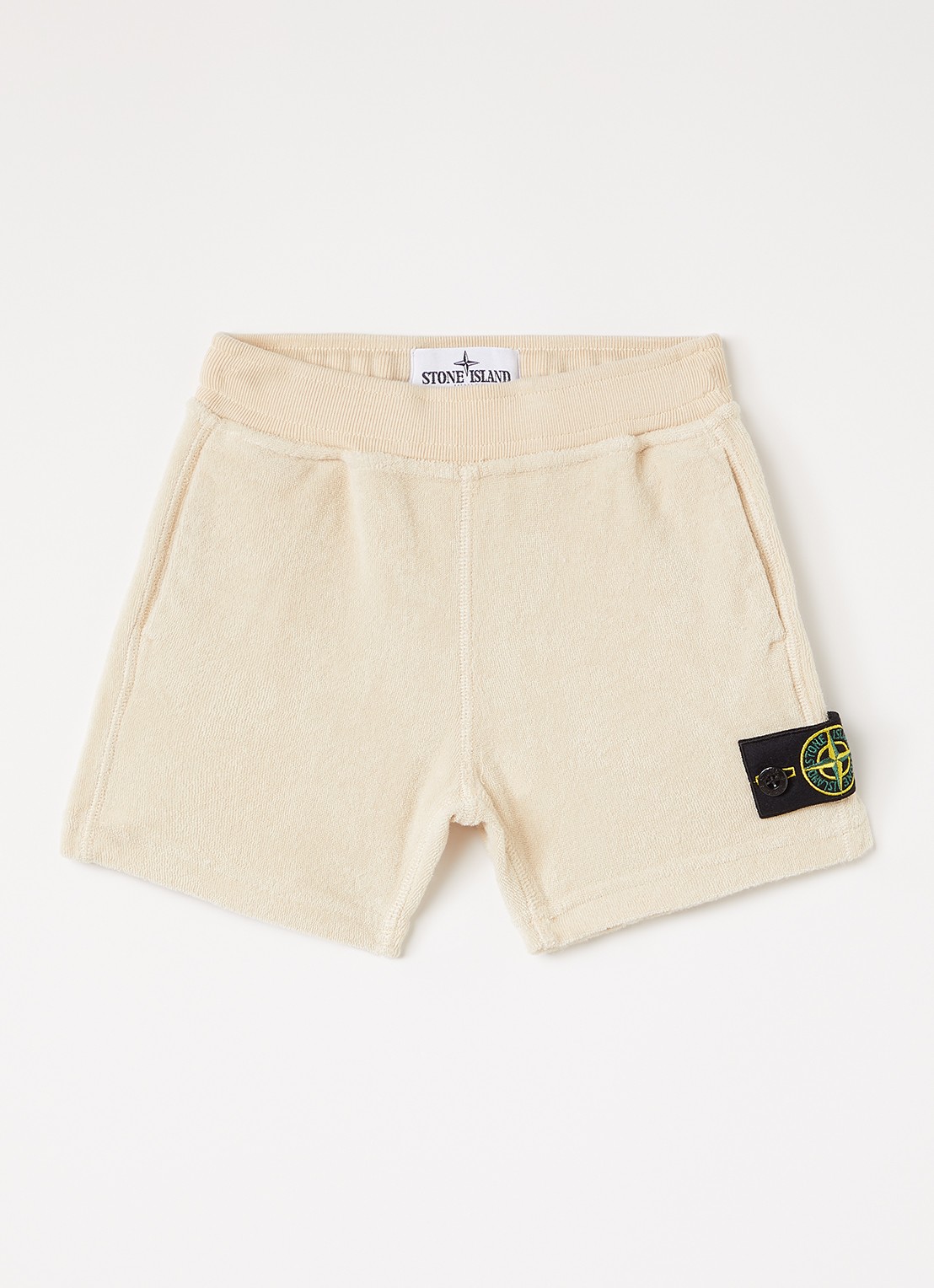 Stone Island S0308 korte broek van badstof met logo - voorkant 2 beige