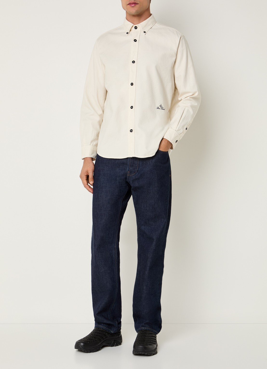 Stone Island S0315 regular fit overhemd met logo - voorkant 2 ivoor