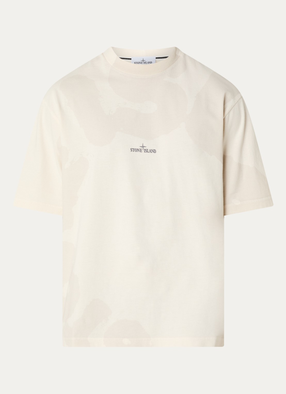 Stone Island S0365 T-shirt met logo- en backprint - voorkant creme