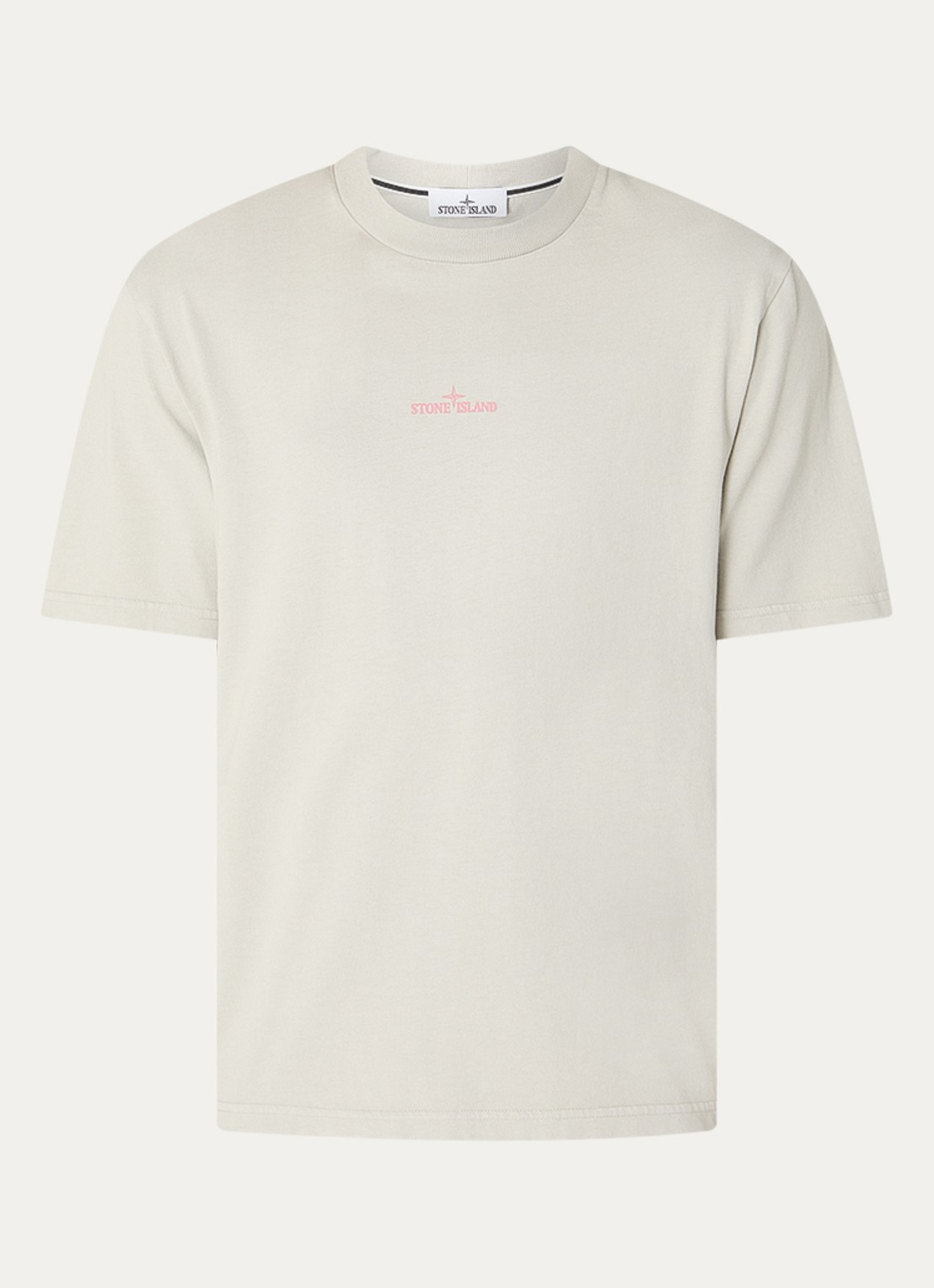Stone Island S0374 T-shirt met logo- en backprint - voorkant 3 khaki