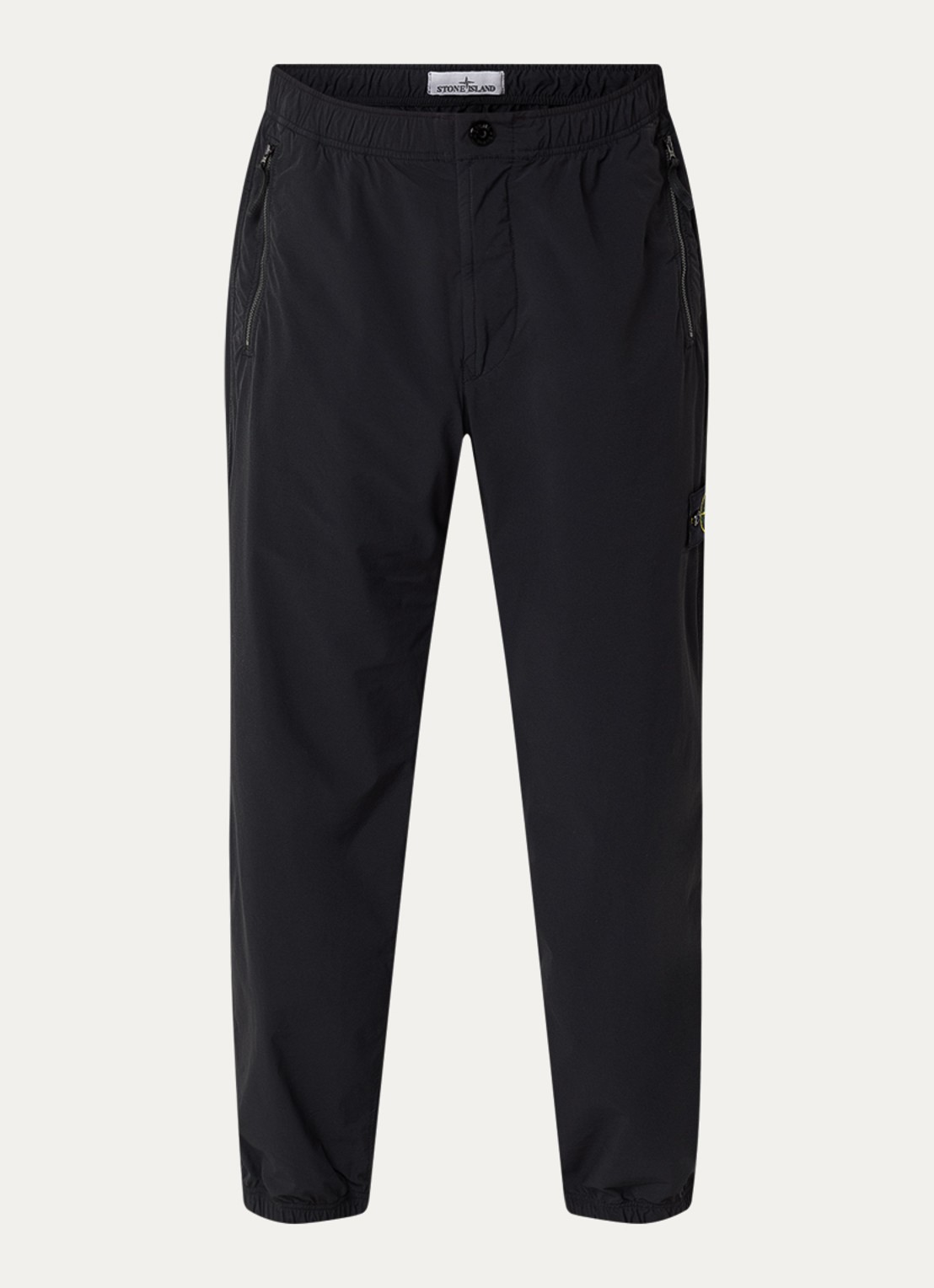 Stone Island S0375 straight fit cargobroek met steekzakken en logo - voorkant 5 zwart