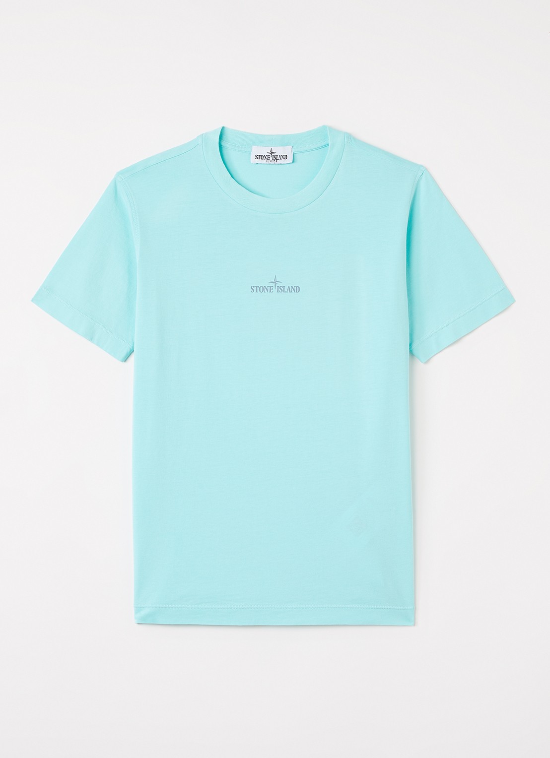 Stone Island S0377 T-shirt met logo- en backprint - voorkant turquoise