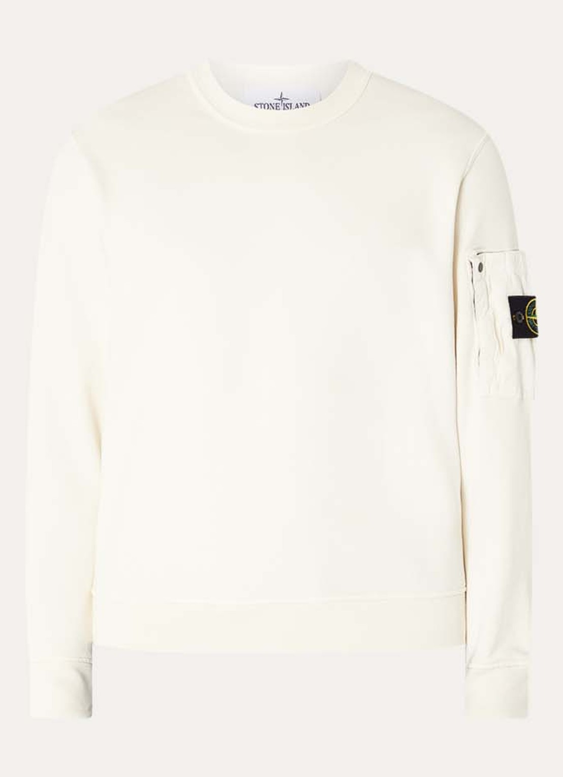Stone Island S0410 sweater met opgestikte zak en logoborduring - voorkant 2 creme