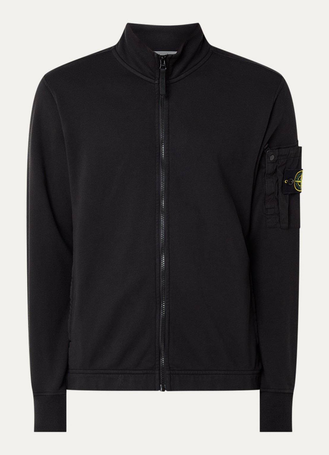 Stone Island S0410 sweater met opgestikte zak en logoborduring - voorkant 3 zwart