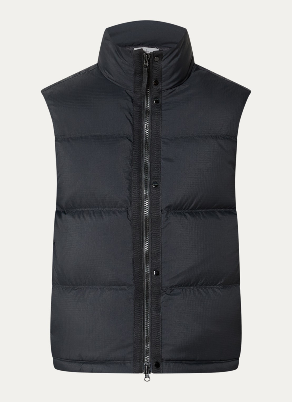 Stone Island S0483 gewatteerde bodywarmer met donsvulling - voorkant zwart