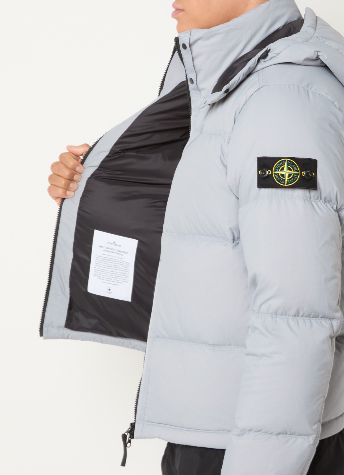Stone Island S0483 puffer jacket met donsvulling en afneembare capuchon - detail 5 grijs