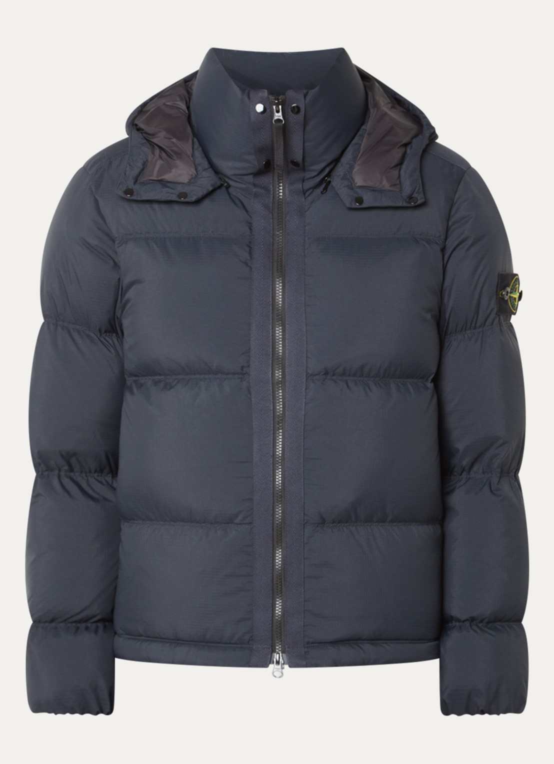 Stone Island S0483 puffer jacket met donsvulling en afneembare capuchon - voorkant 2 donkerblauw