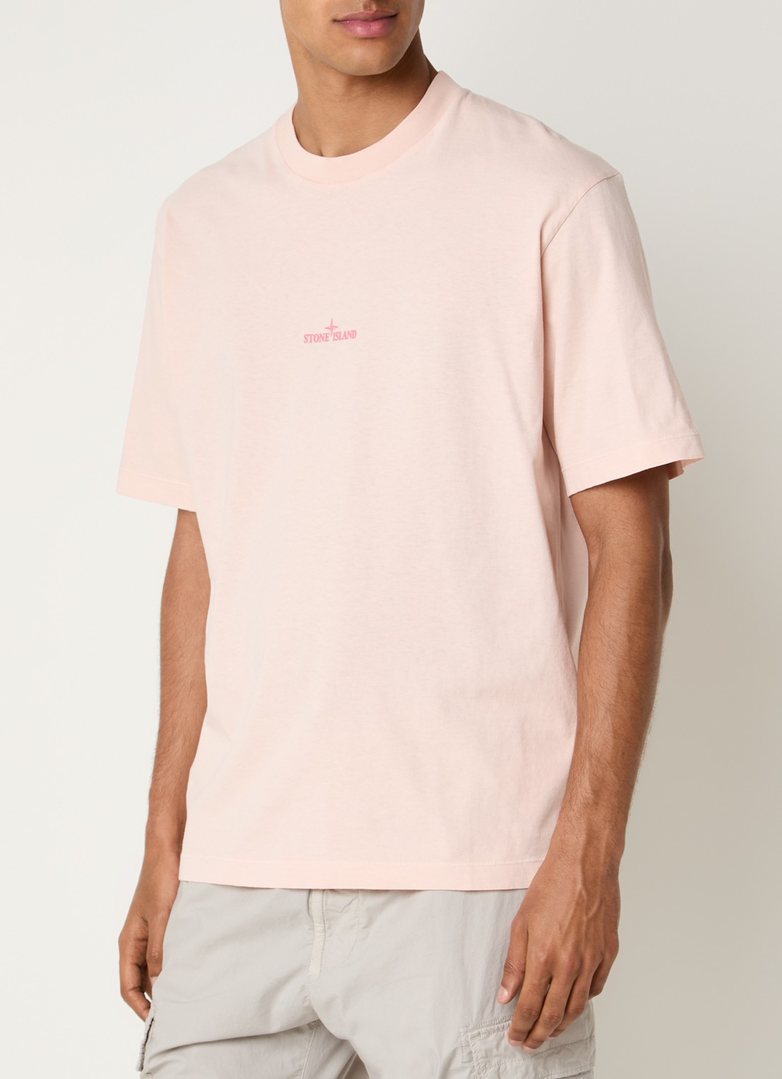 Stone Island S0534 T-shirt met logo- en backprint - achterkant 5 lichtroze