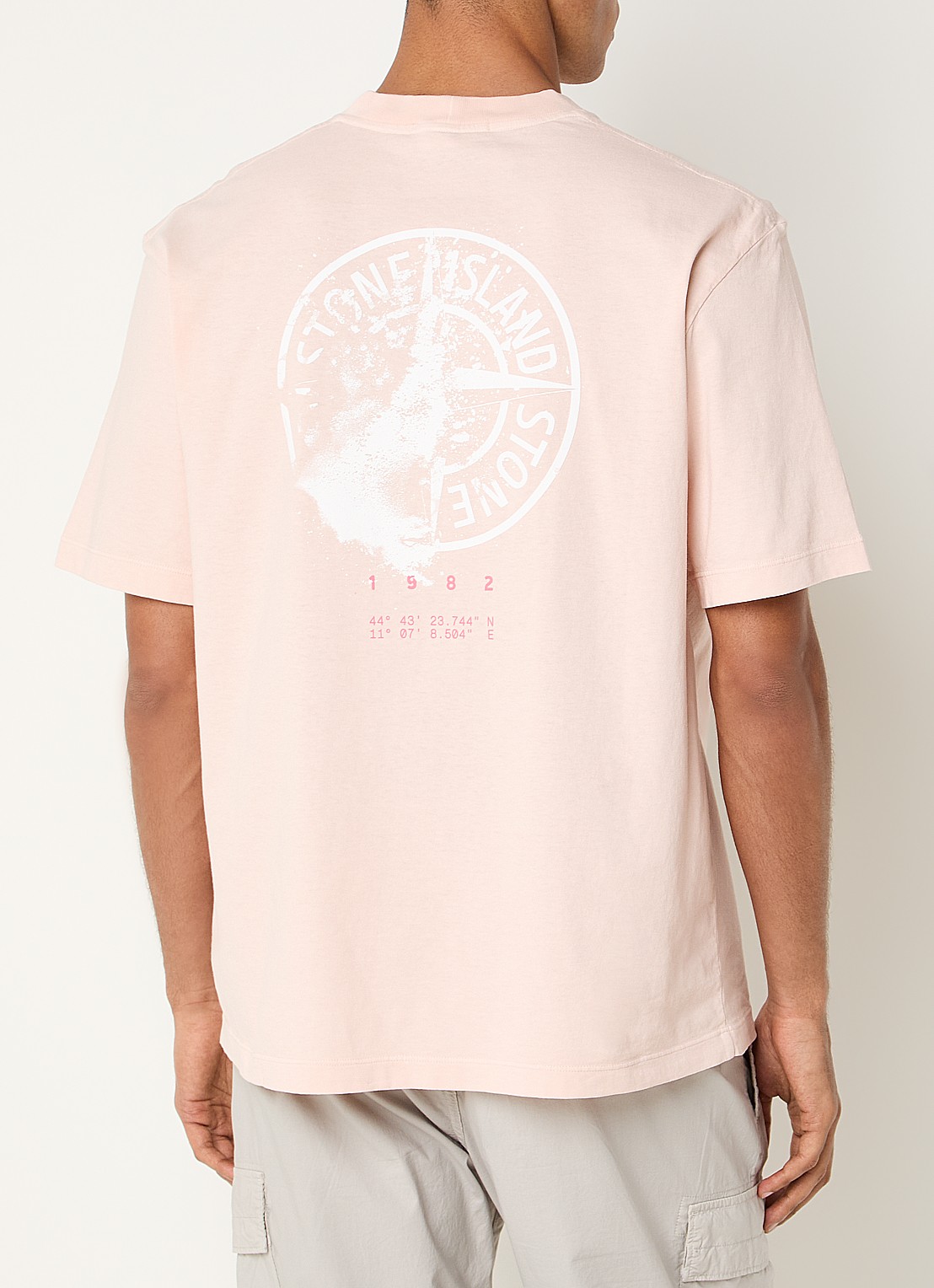 Stone Island S0534 T-shirt met logo- en backprint - detail 3 lichtroze