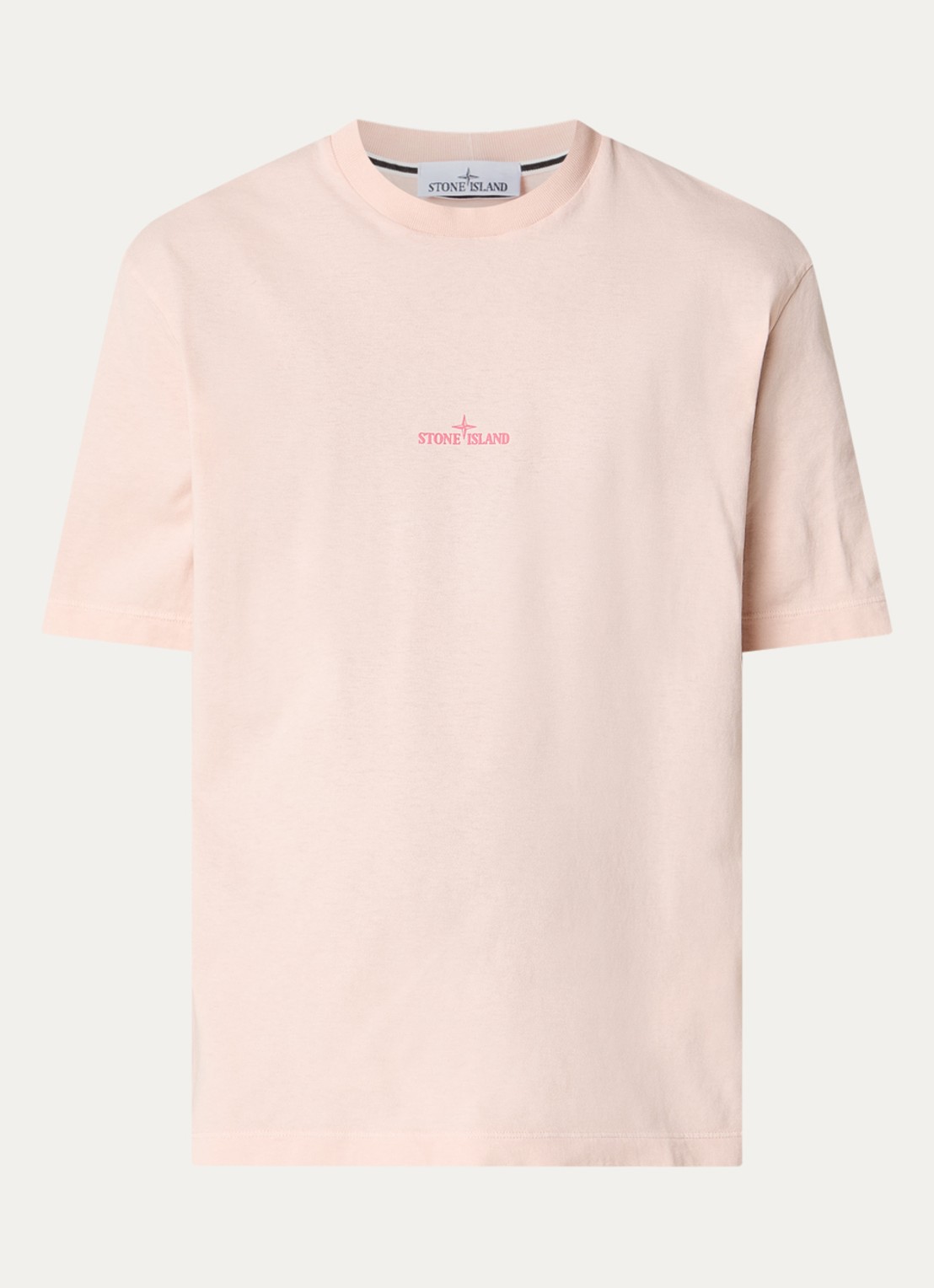 Stone Island S0534 T-shirt met logo- en backprint - voorkant lichtroze