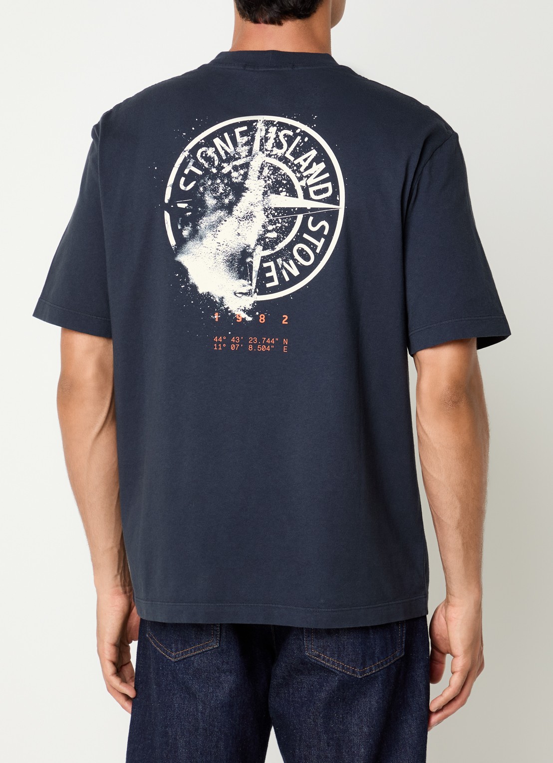 Stone Island S0534 T-shirt met logo- en backprint - detail 4 donkerblauw