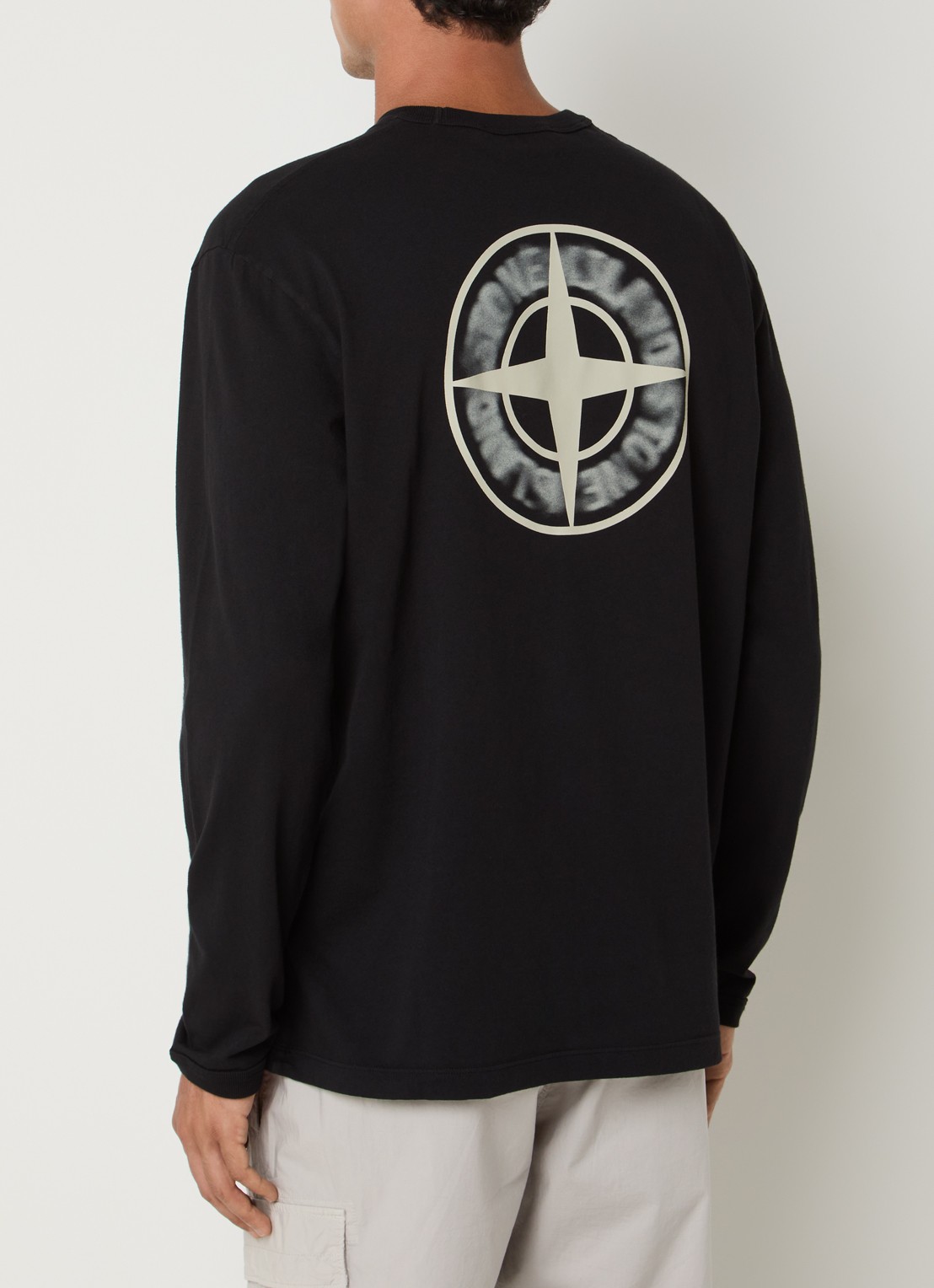 Stone Island S0535 longsleeve met logoprint - detail zwart