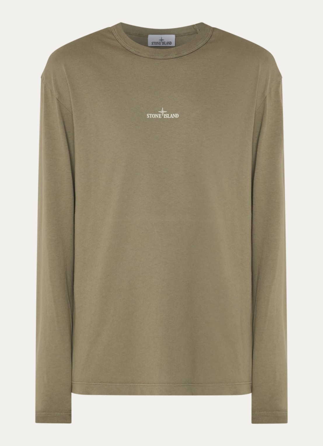 Stone Island S0535 longsleeve met logoprint - voorkant 4 lindegroen