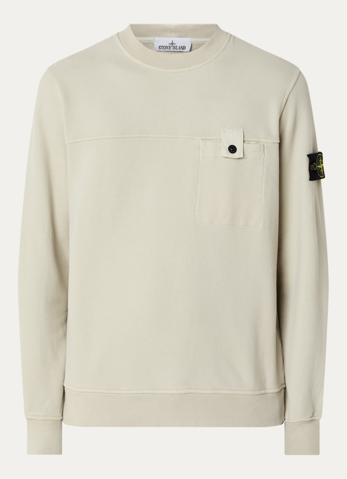 Stone Island S0A20 sweater met logo en borstzak - voorkant 4 zand