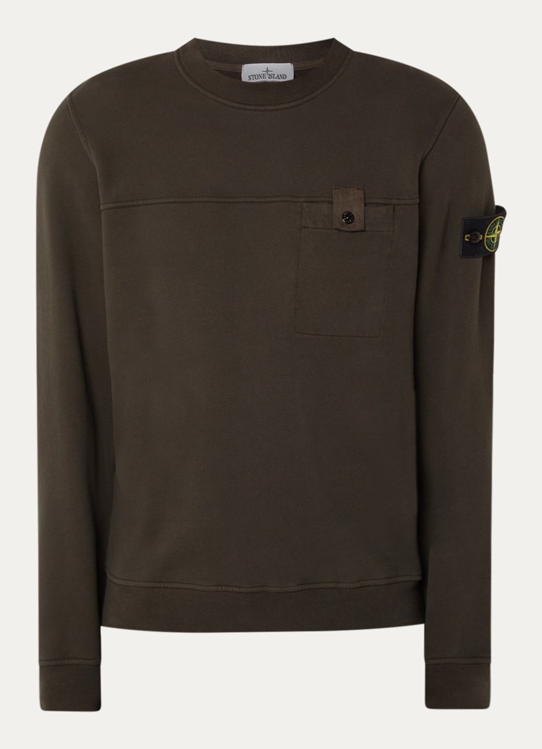 Stone Island S0A20 sweater met logo en borstzak - voorkant 3 bruin
