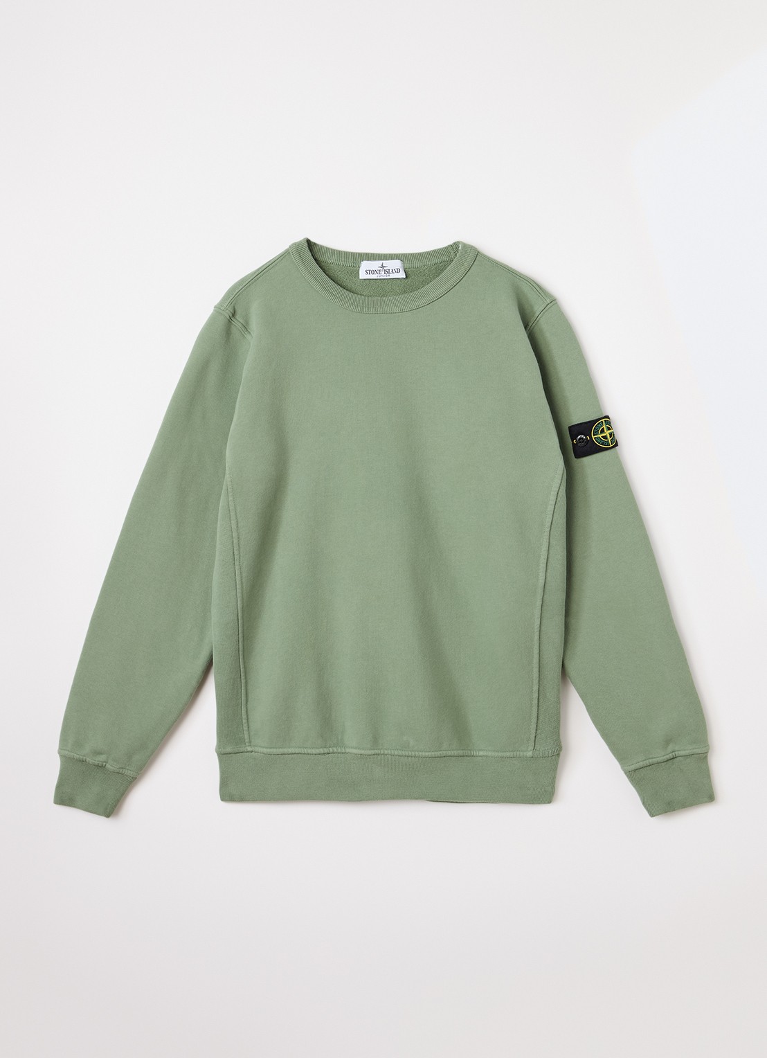 Stone Island S0A20 sweater met logo - voorkant 2 lindegroen