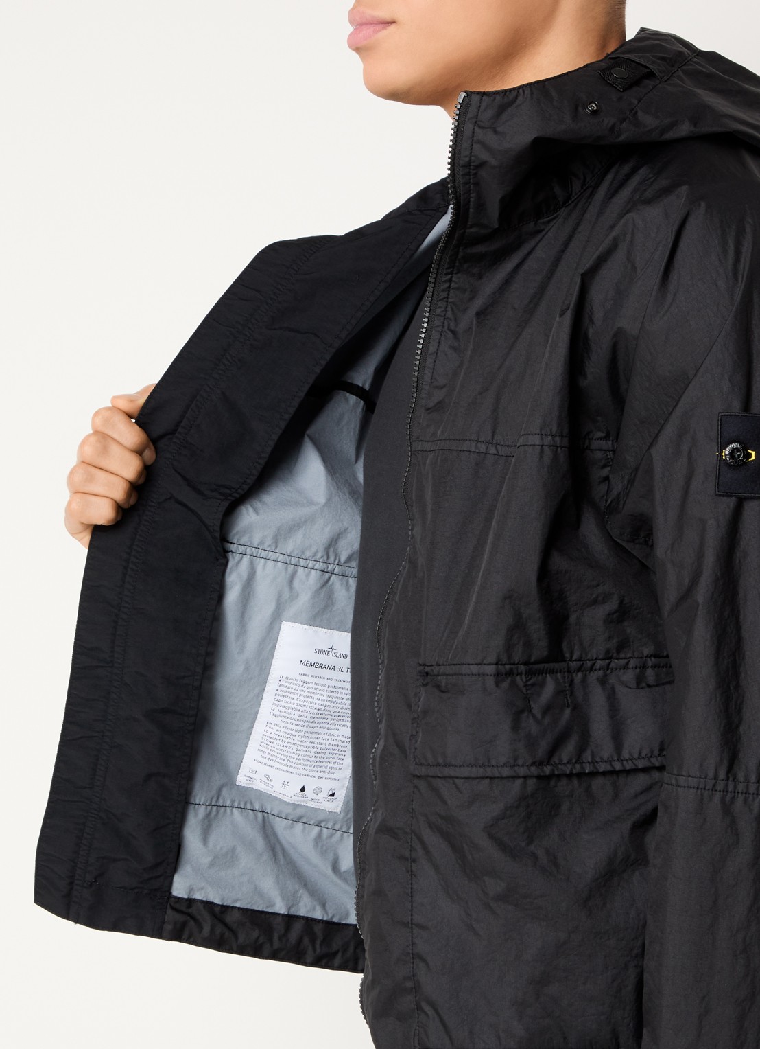 Stone Island S0A21 Jack met capuchon en klepzakken - detail 6 zwart