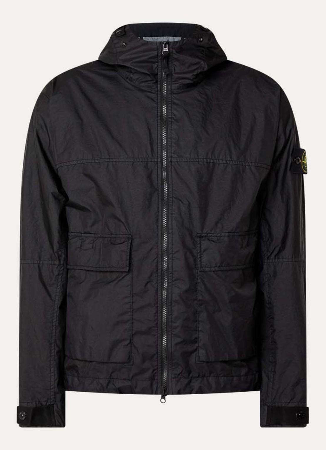 Stone Island S0A21 Jack met capuchon en klepzakken - voorkant 2 zwart