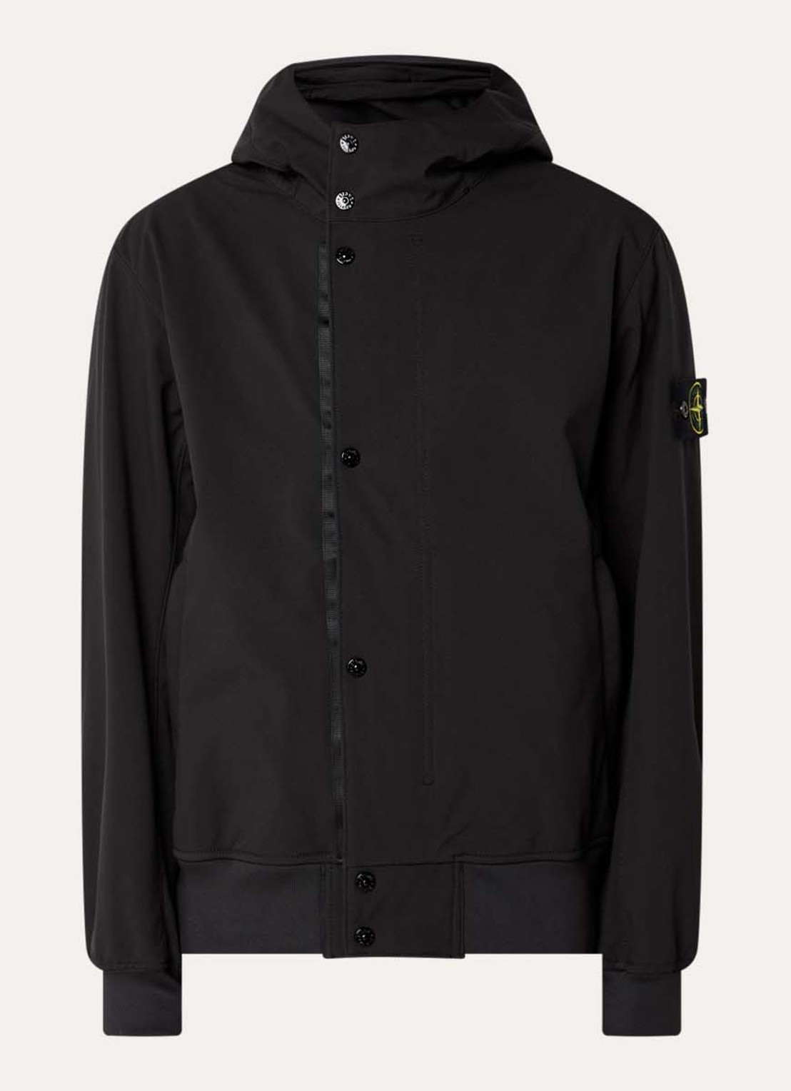 Stone Island S0A22 jack met capuchon en logo - voorkant 2 zwart