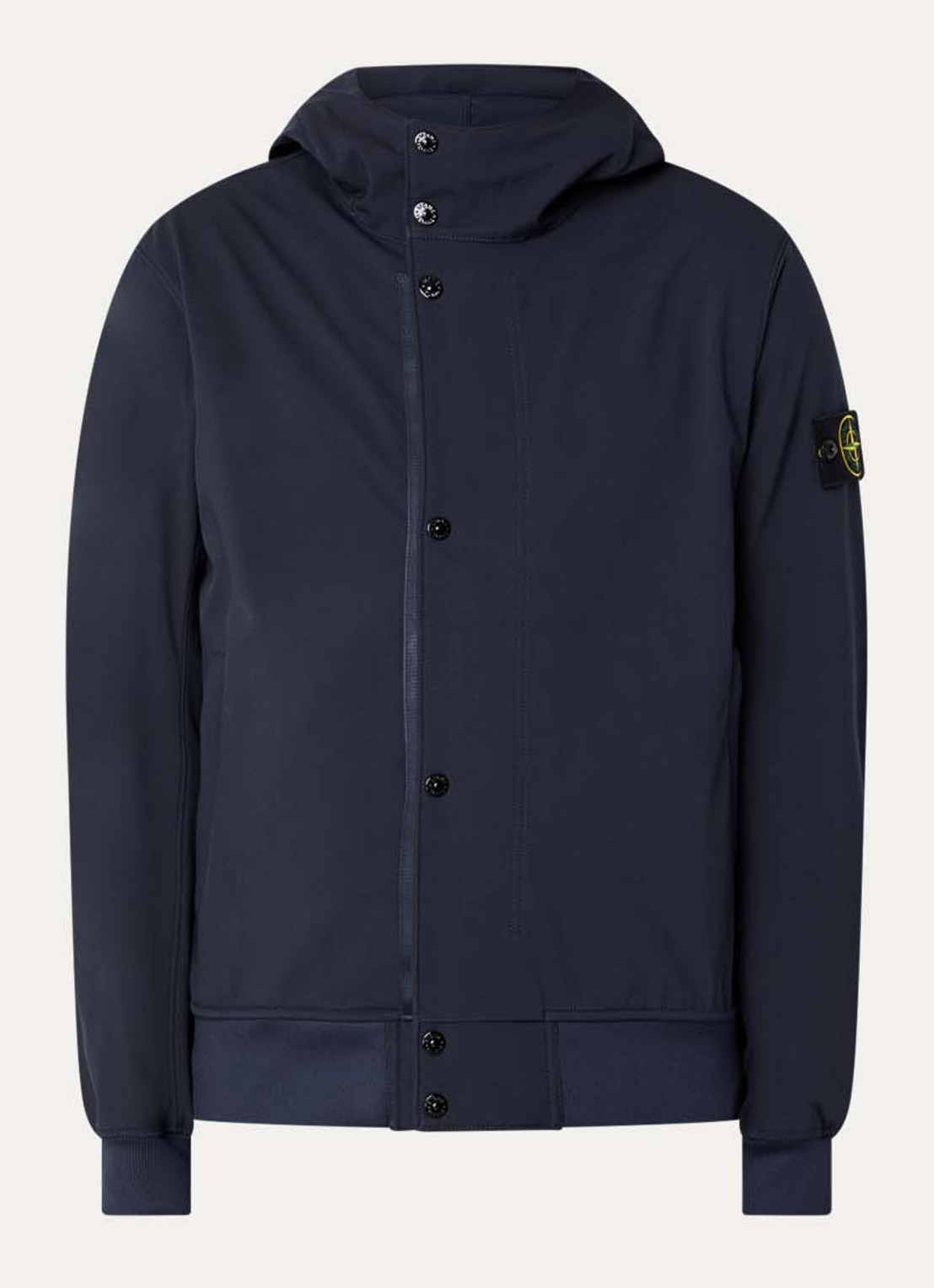 Stone Island S0A22 jack met capuchon en logo - voorkant 2 donkerblauw