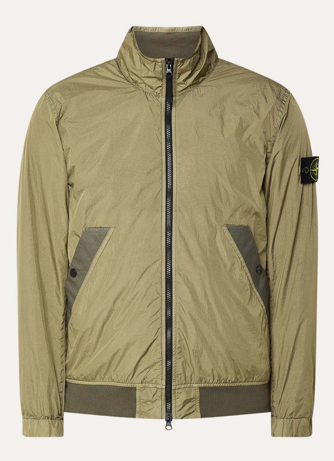 Stone Island S0A23 bomberjack met opstaande kraag - voorkant 5 mosgroen