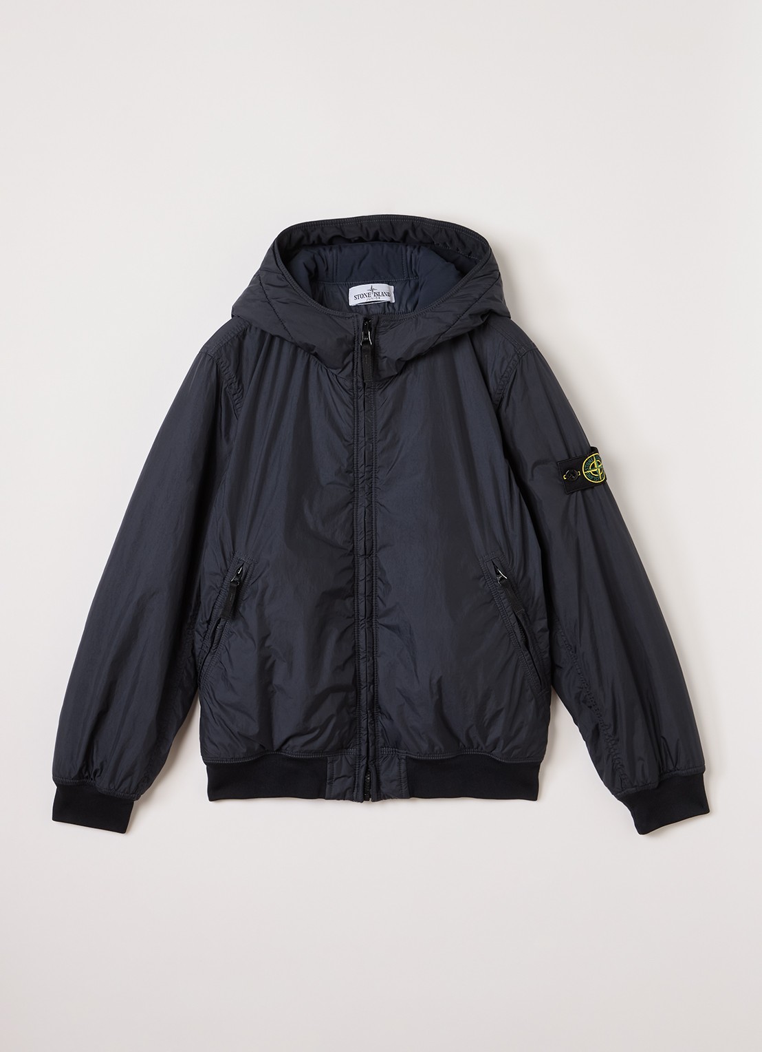 Stone Island S0A23 gewatteerd bomberjack met capuchon - voorkant 2 donkerblauw