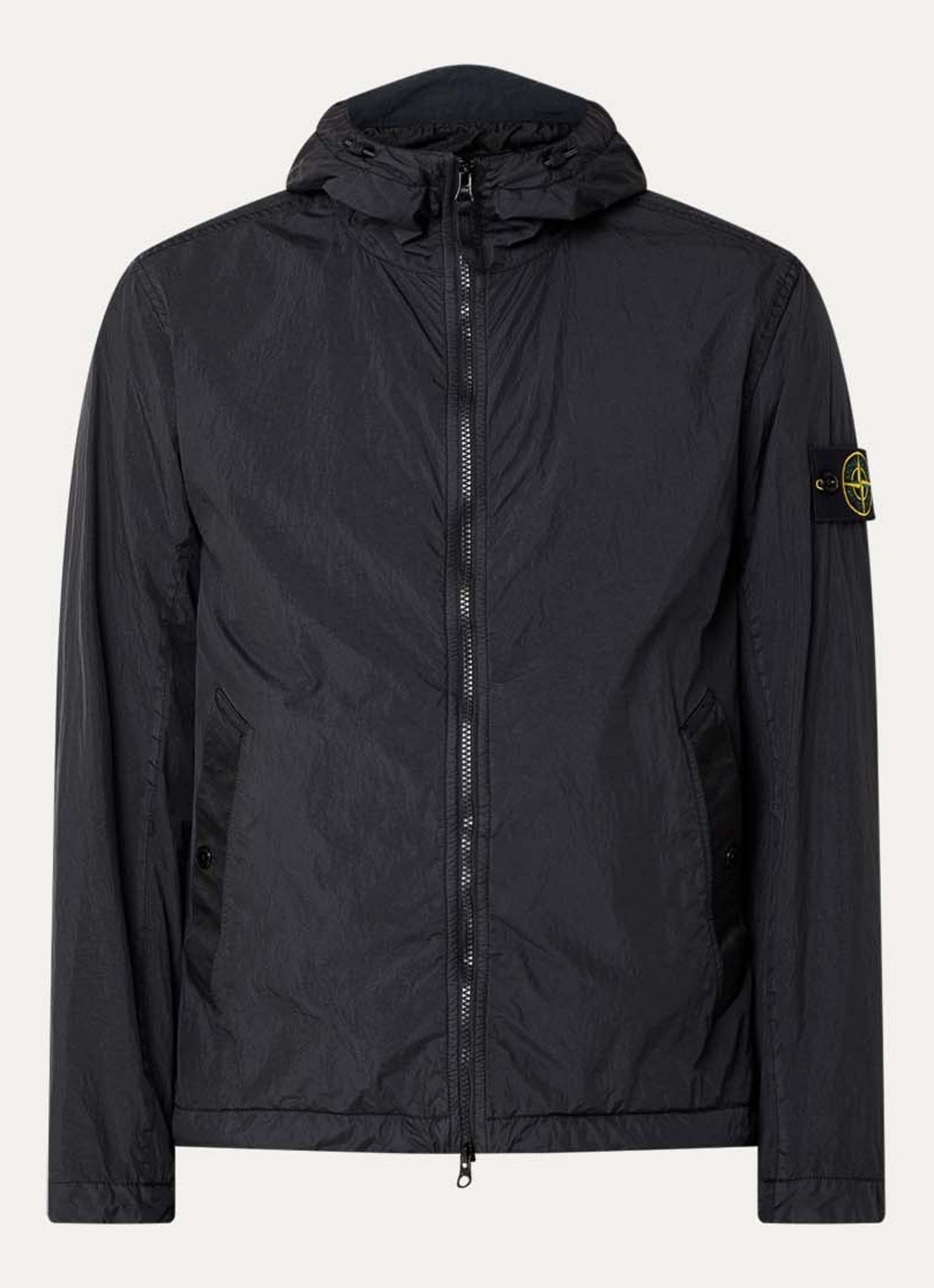 Stone Island S0A23 Jack met capuchon en logo - voorkant zwart