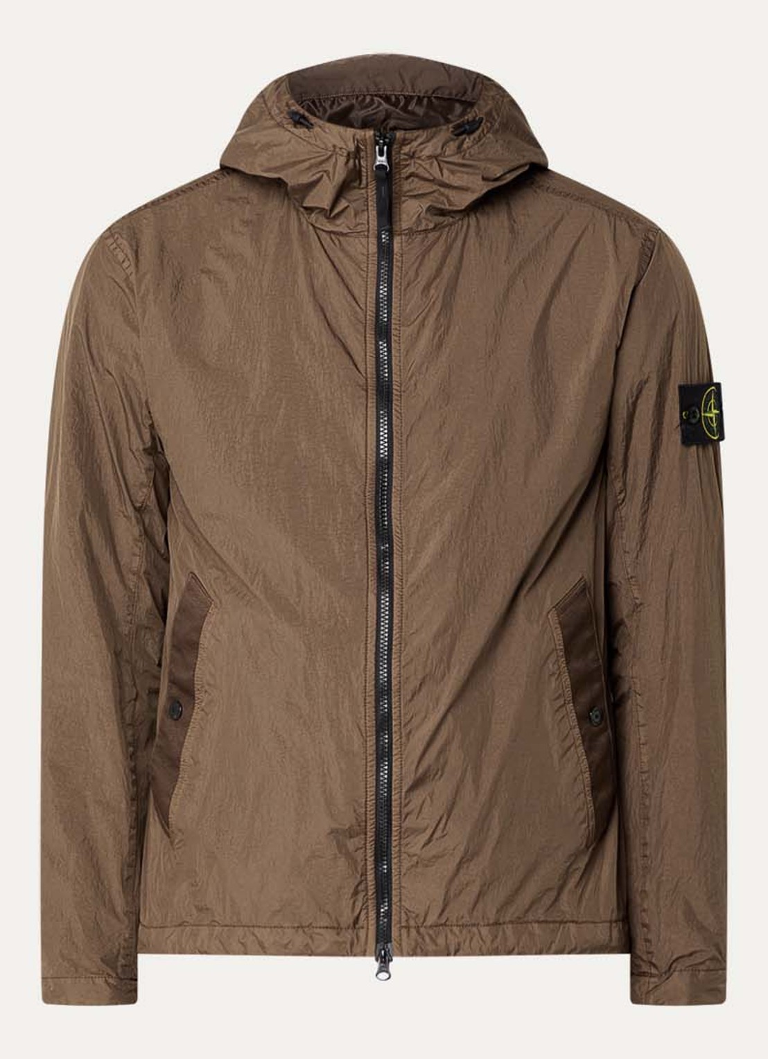 Stone Island S0A23 Jack met capuchon en logo - voorkant 2 beige