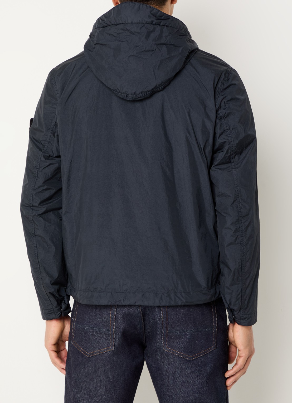 Stone Island S0A23 Jack met capuchon en logo - achterkant donkerblauw