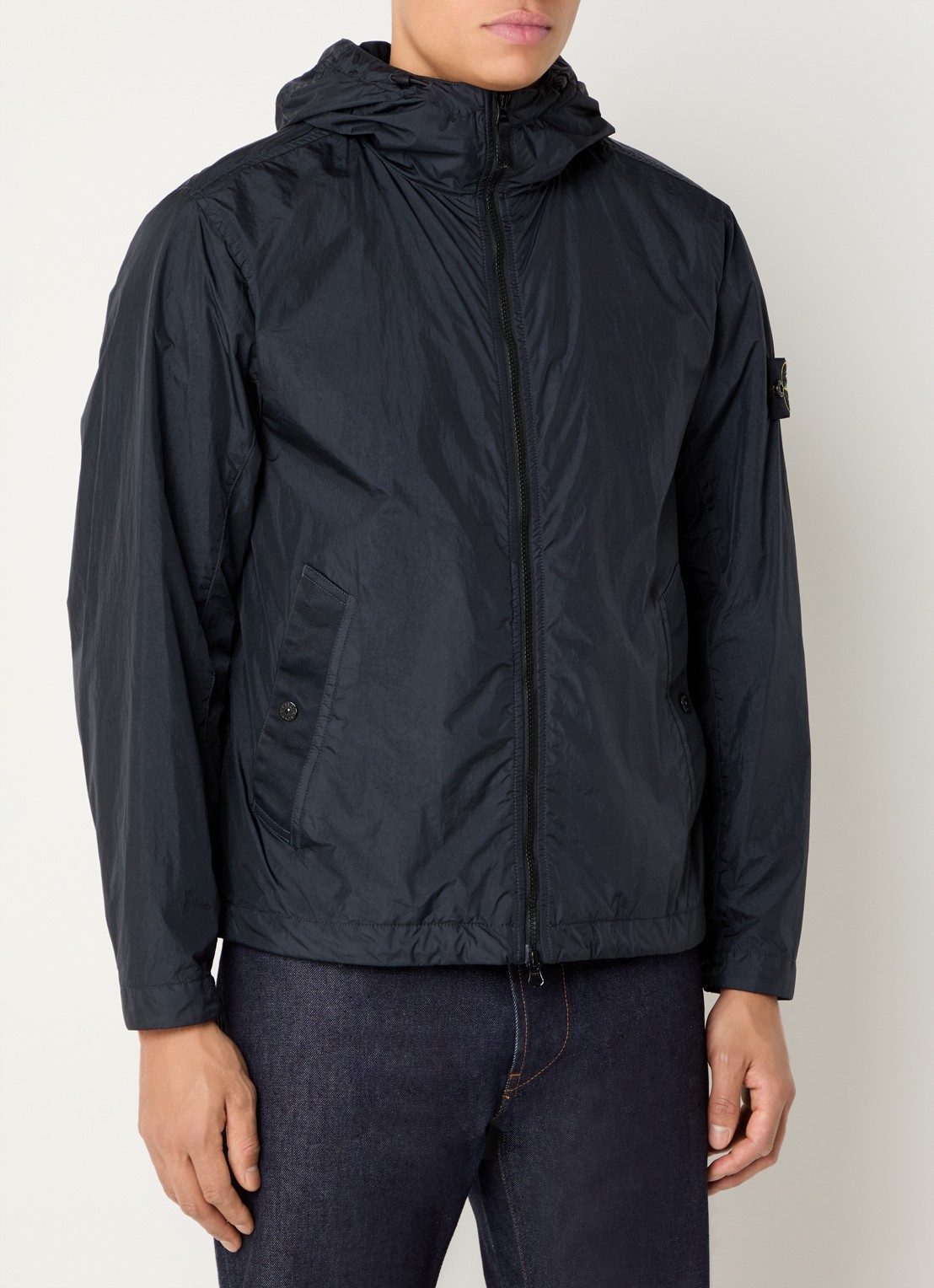 Stone Island S0A23 Jack met capuchon en logo - detail 4 donkerblauw