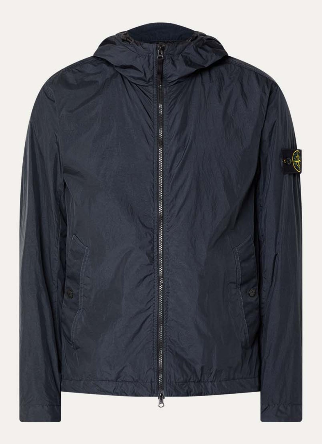 Stone Island S0A23 Jack met capuchon en logo - voorkant 2 donkerblauw