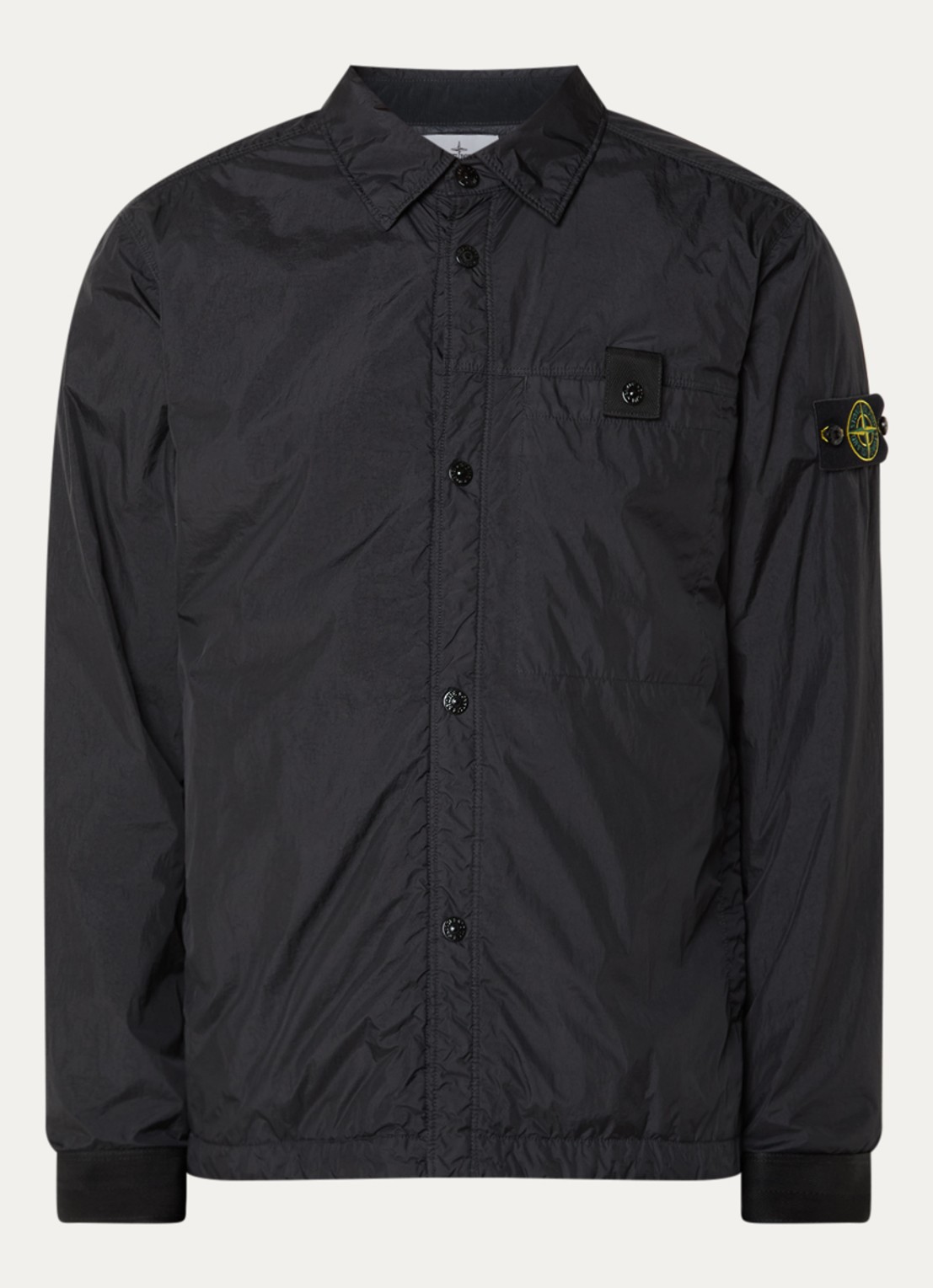 Stone Island S0A23 jack met logo en steekzakken - voorkant zwart