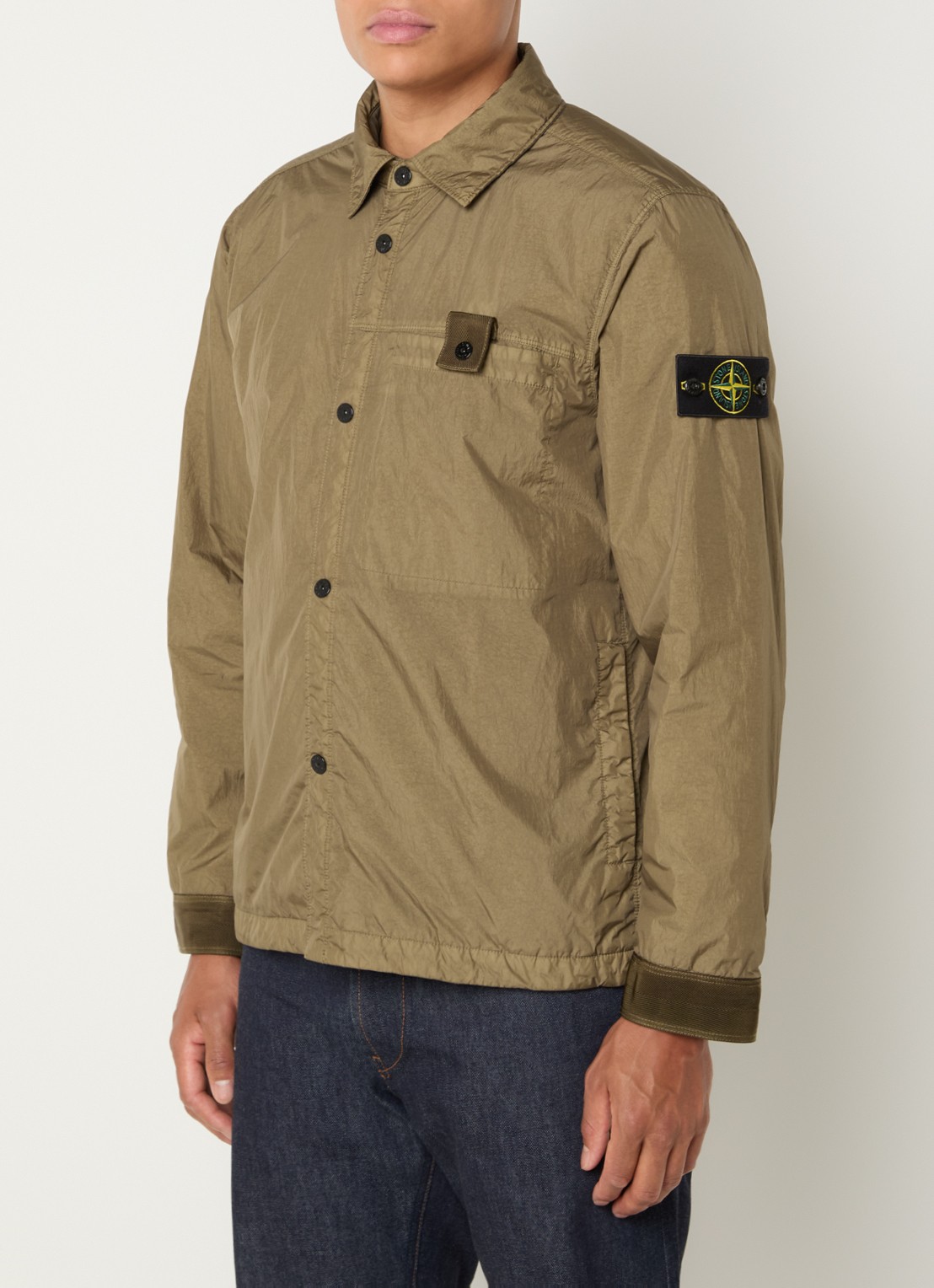 Stone Island S0A23 jack met logo en steekzakken - detail 3 legergroen