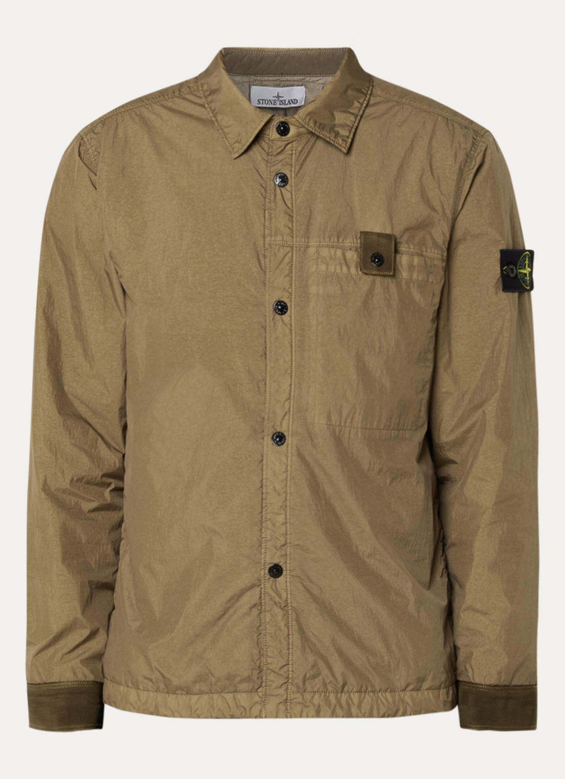 Stone Island S0A23 jack met logo en steekzakken - voorkant legergroen