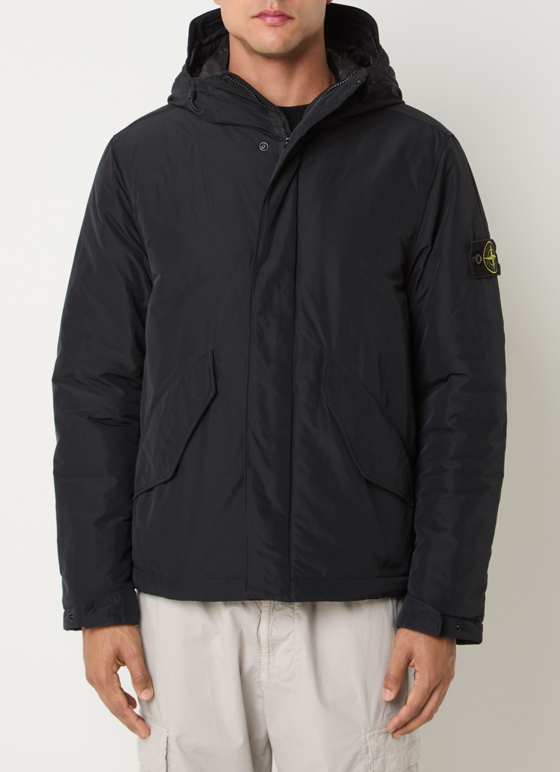 Stone Island S0A26 gewatteerde parka met capuchon en steekzakken - detail 4 zwart