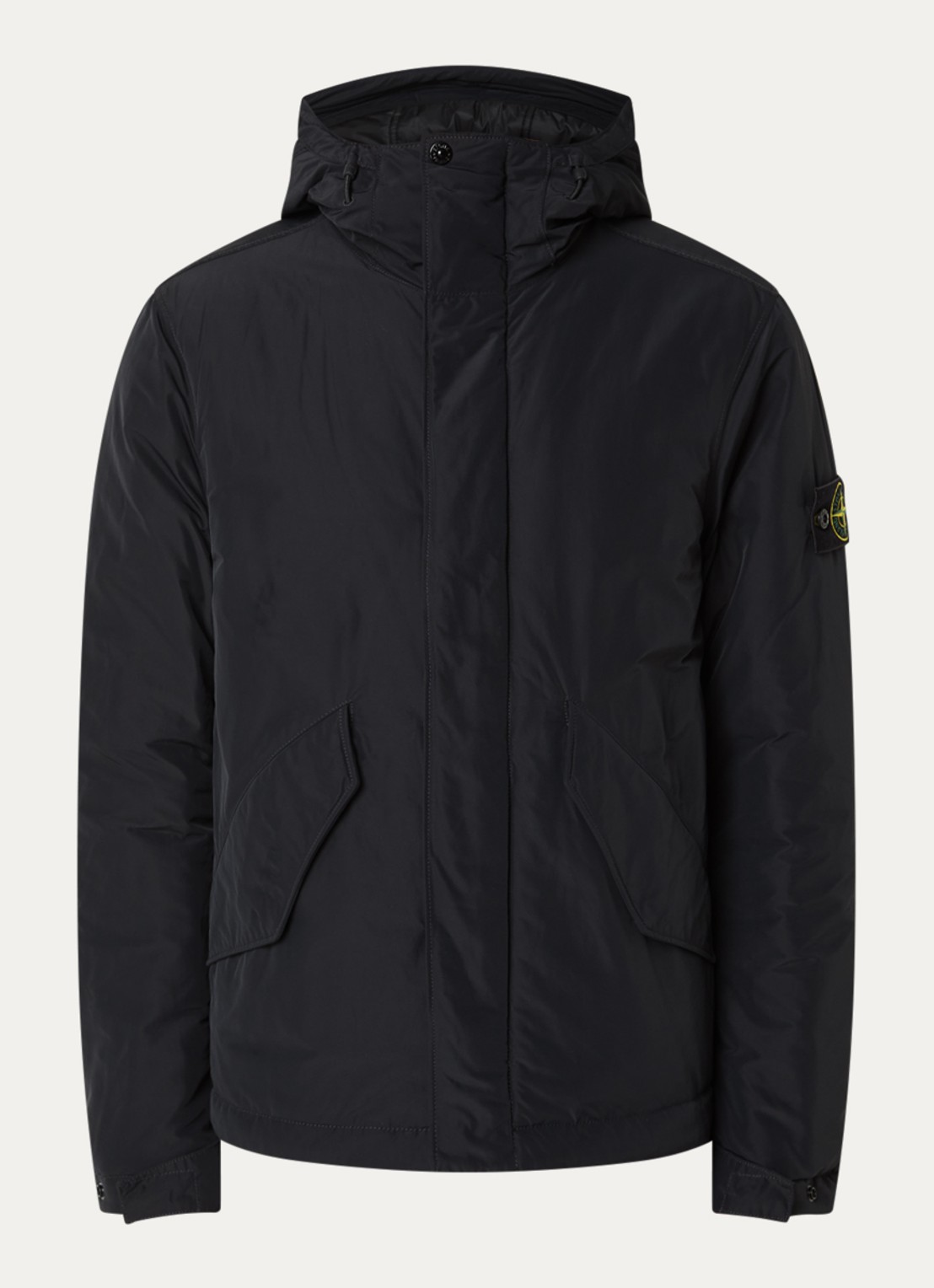 Stone Island S0A26 gewatteerde parka met capuchon en steekzakken - voorkant 2 zwart
