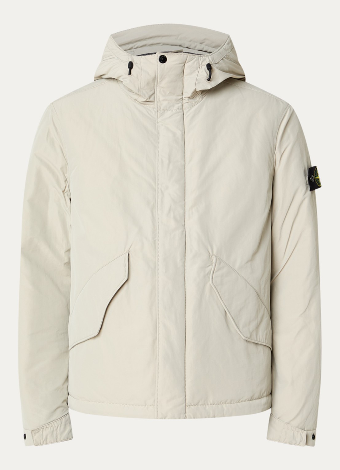 Stone Island S0A26 gewatteerde parka met capuchon en steekzakken - voorkant zand