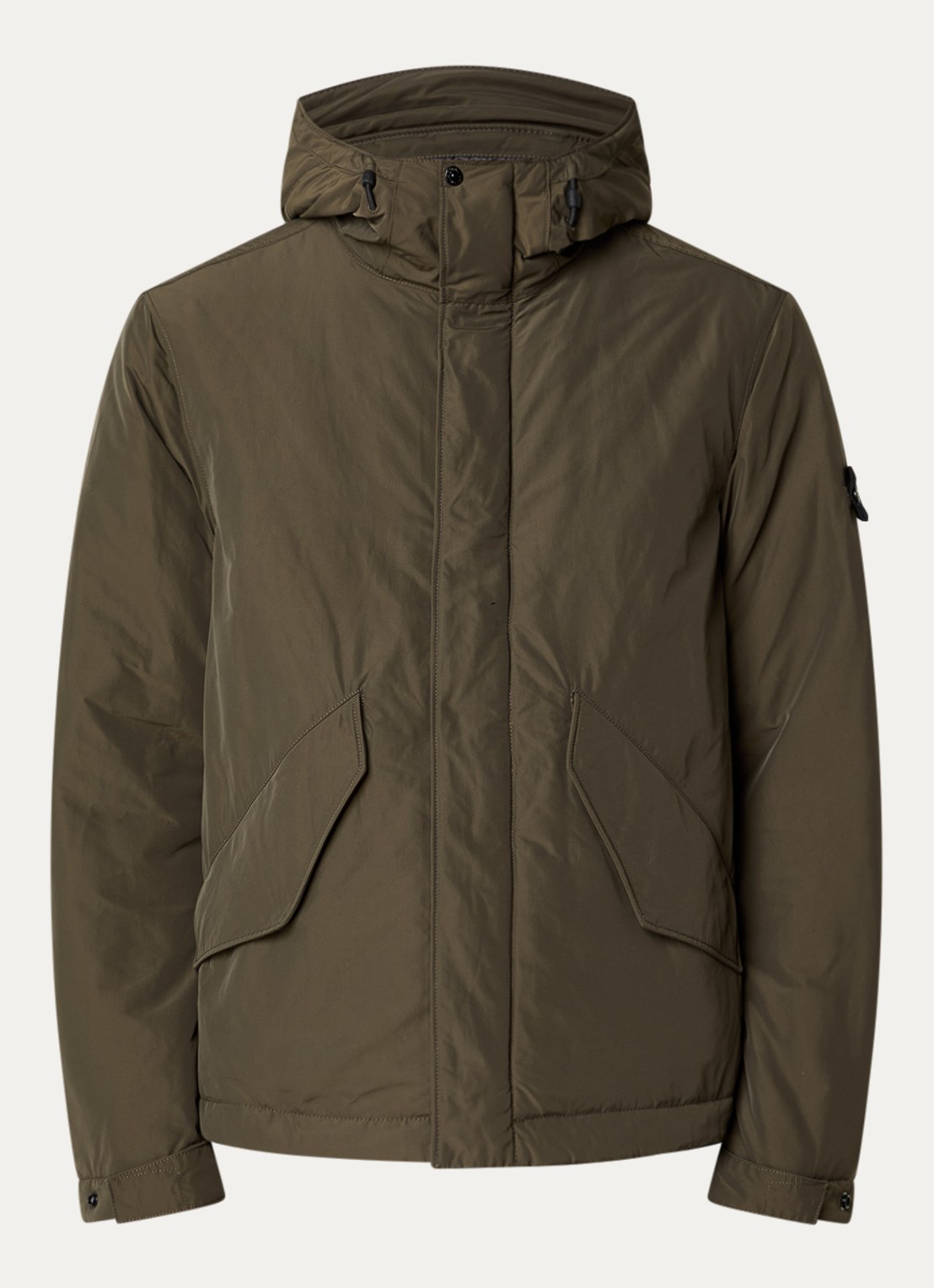 Stone Island S0A26 gewatteerde parka met capuchon en steekzakken - voorkant bronsgroen