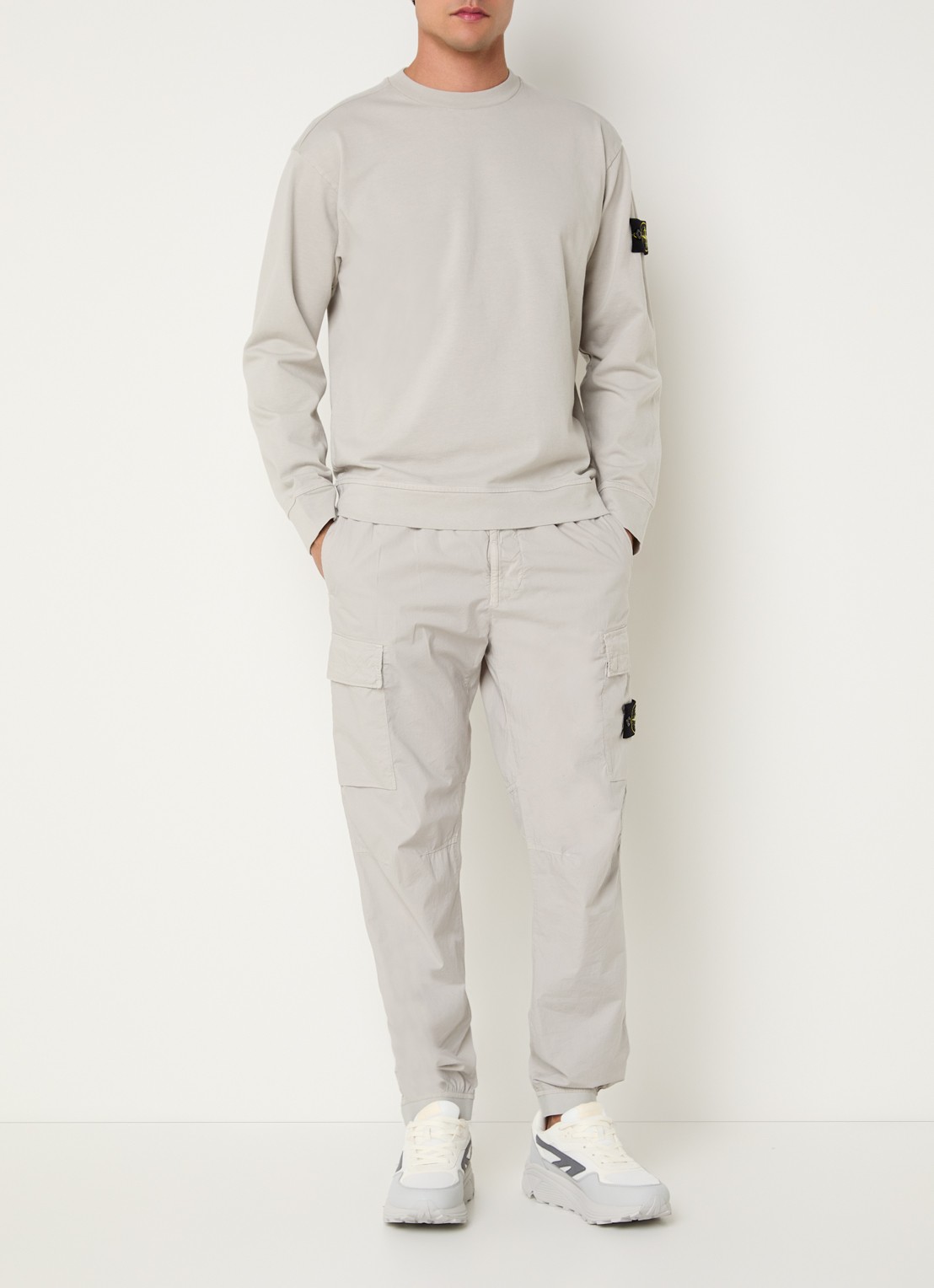 Stone Island S0B50 Longsleeve met logo - voorkant 3 lichtgrijs
