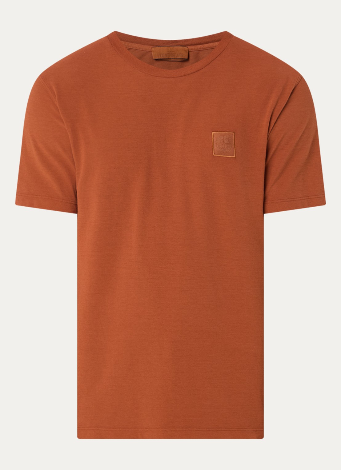 Stone Island S0F11 T-shirt met logo - voorkant 4 roodbruin