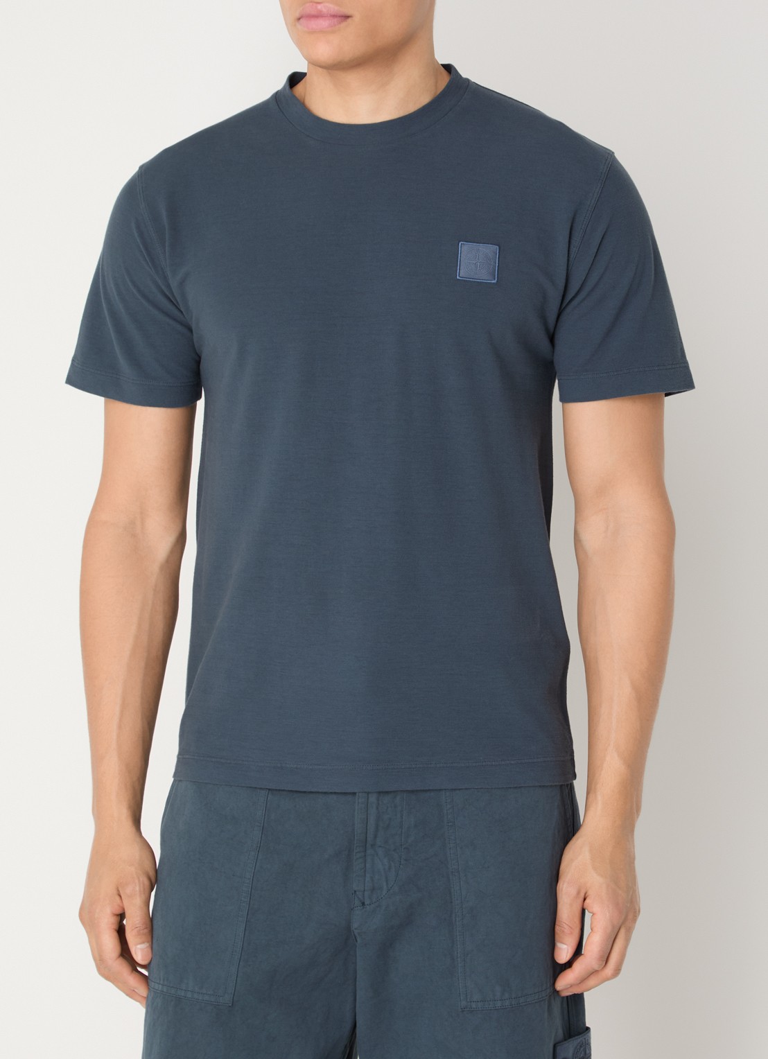 Stone Island S0F11 T-shirt met logoborduring - detail 3 indigo